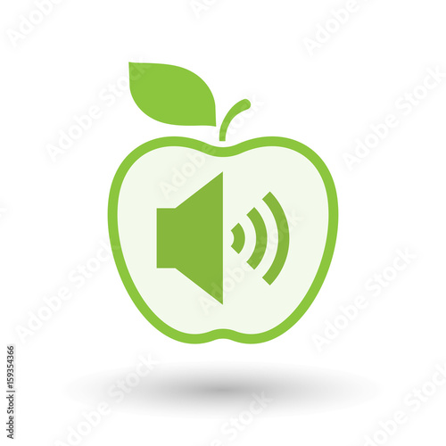 Isolated apple with  a speaker volume sign
