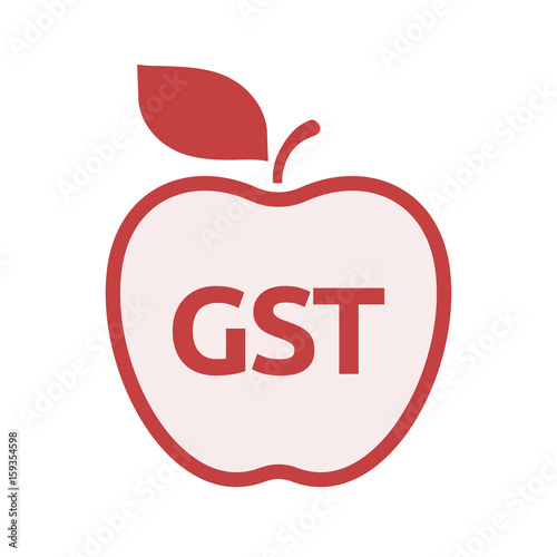 Isolated apple with  the Goods and Service Tax acronym GST