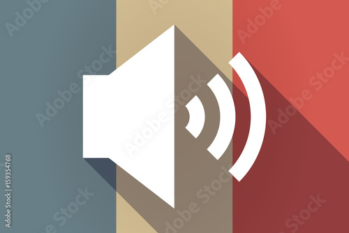 Long shadow France flag with  a speaker volume sign