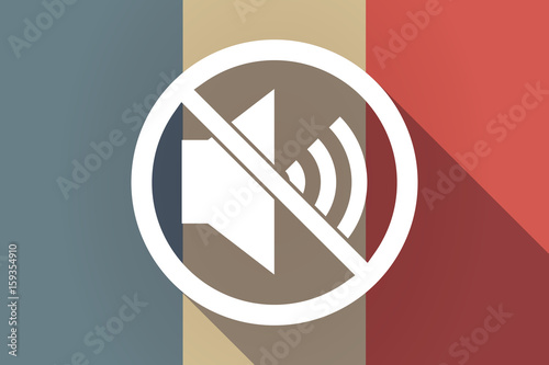 Long shadow France flag with  a speaker  in a not allowed signal