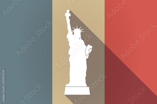 Long shadow France flag with  the Statue of Liberty