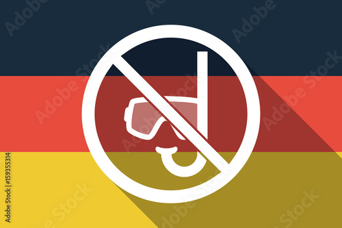 Long shadow Germany flag with  a diving glasses and a snorkel  in a not allowed signal
