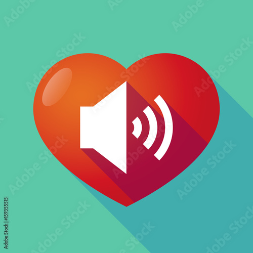 Long shadow heart with  a speaker volume sign
