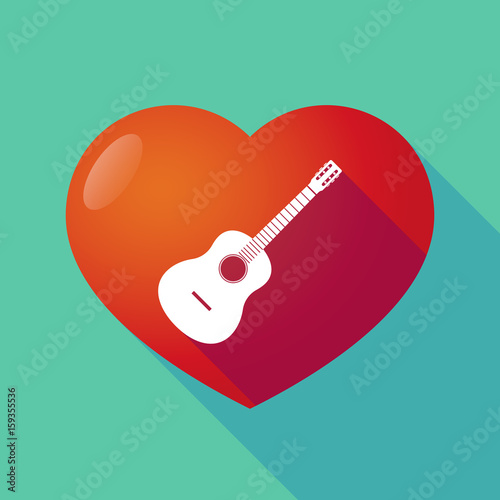 Long shadow heart with  a six string acoustic guitar