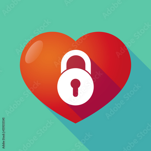 Long shadow heart with  a closed lock pad