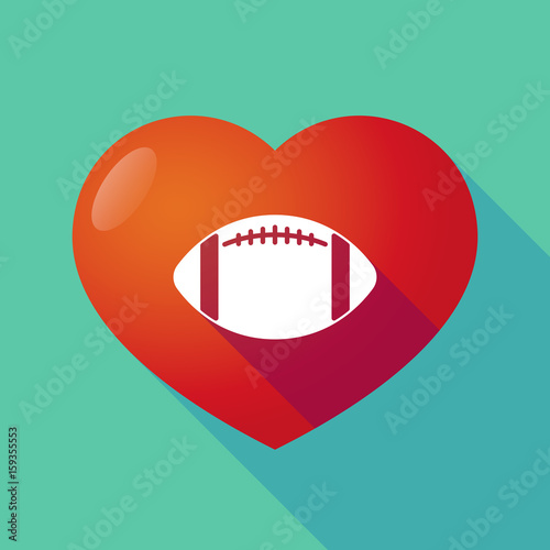 Long shadow heart with  an american football balloon