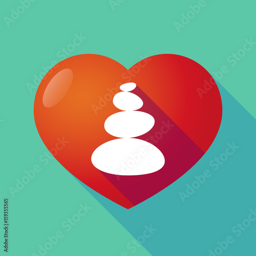 Long shadow heart with  a stacked zen stones