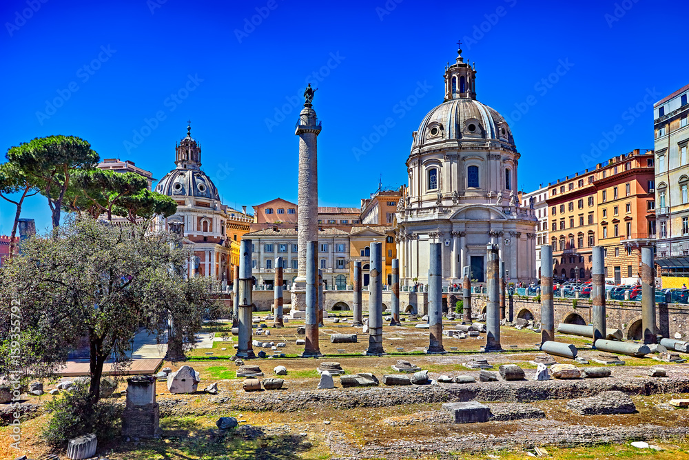 Forum of Caesar in Rome, Italy. Architecture and landmark of Rom