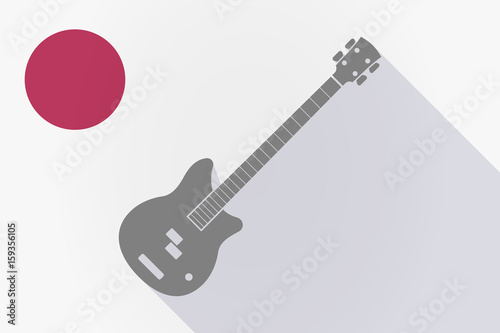 Long shadow Japan flag with  a four string electric bass guitar