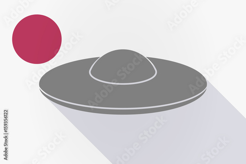 Long shadow Japan flag with  a flying saucer UFO
