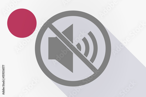 Long shadow Japan flag with  a speaker  in a not allowed signal
