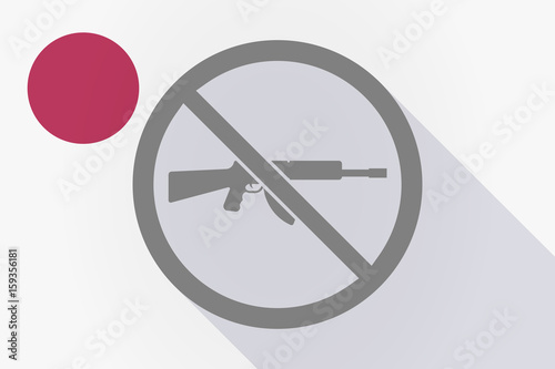 Long shadow Japan flag with  a rifle  in a not allowed signal