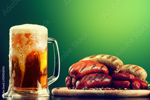 Mug of beer with grilled sa...