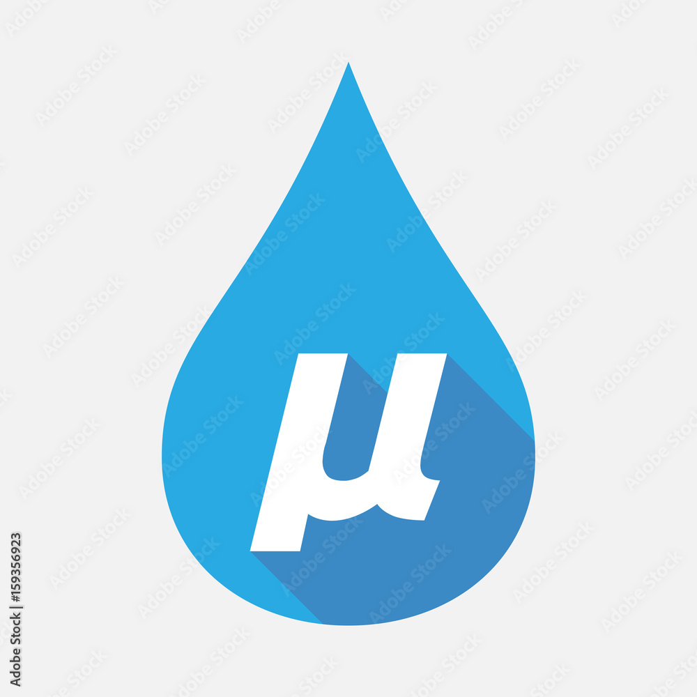 Isolated water drop with a micro sign, mu greek letter Isolated water drop with a micro sign, mu greek letter