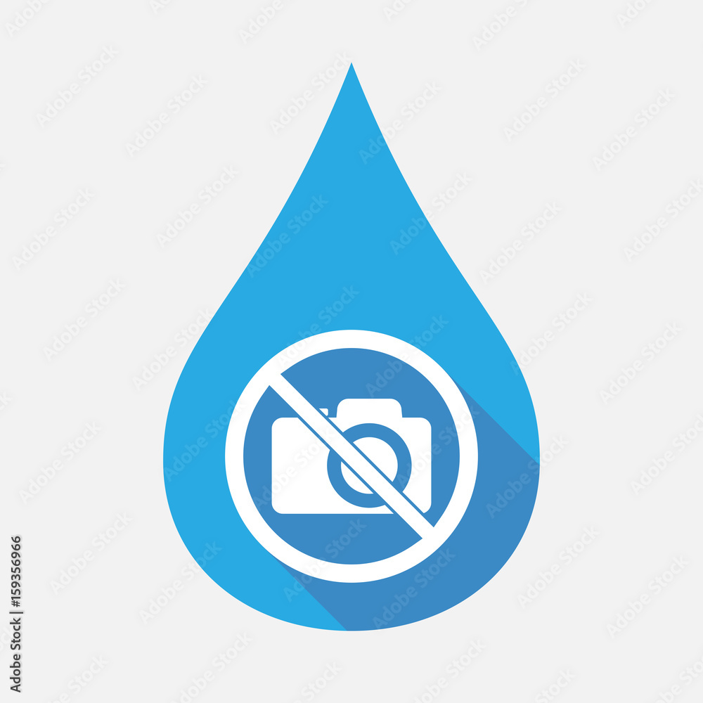 Isolated water drop with a photo camera in a not allowed signal Isolated water drop with a photo camera in a not allowed signal