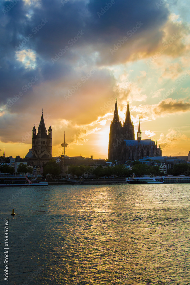Cologne at sunset on a day in summer