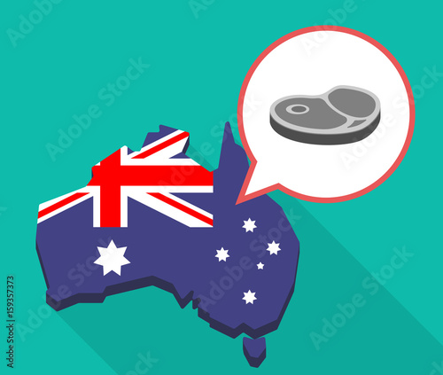 Long shadow Australia map with  a steak icon