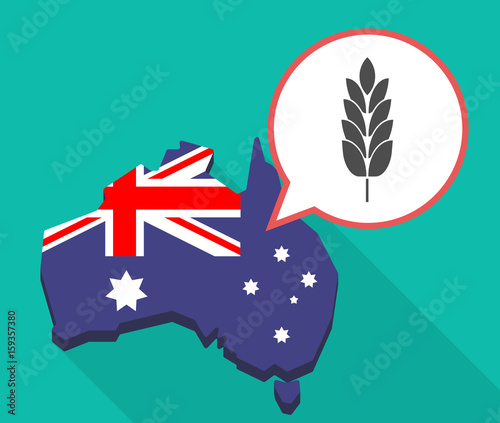 Long shadow Australia map with  a wheat plant icon