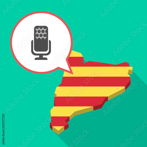 Long shadow Catalonia map with a microphone sign