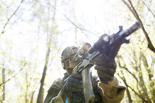 Portrait of soldier with gun