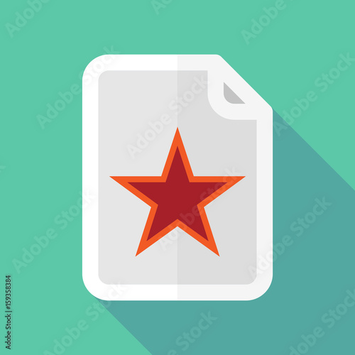 Long shadow document with  the red star of communism icon