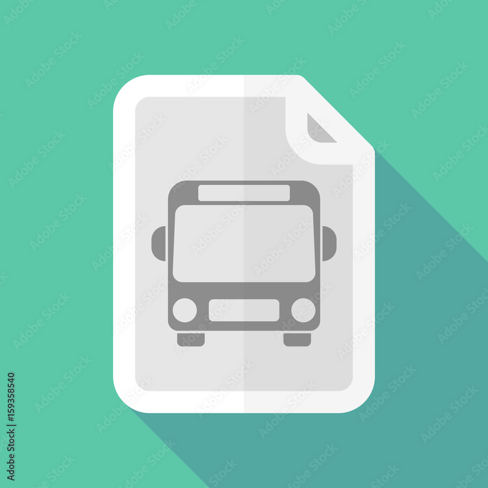 Long shadow document with a bus icon Long shadow document with a bus icon