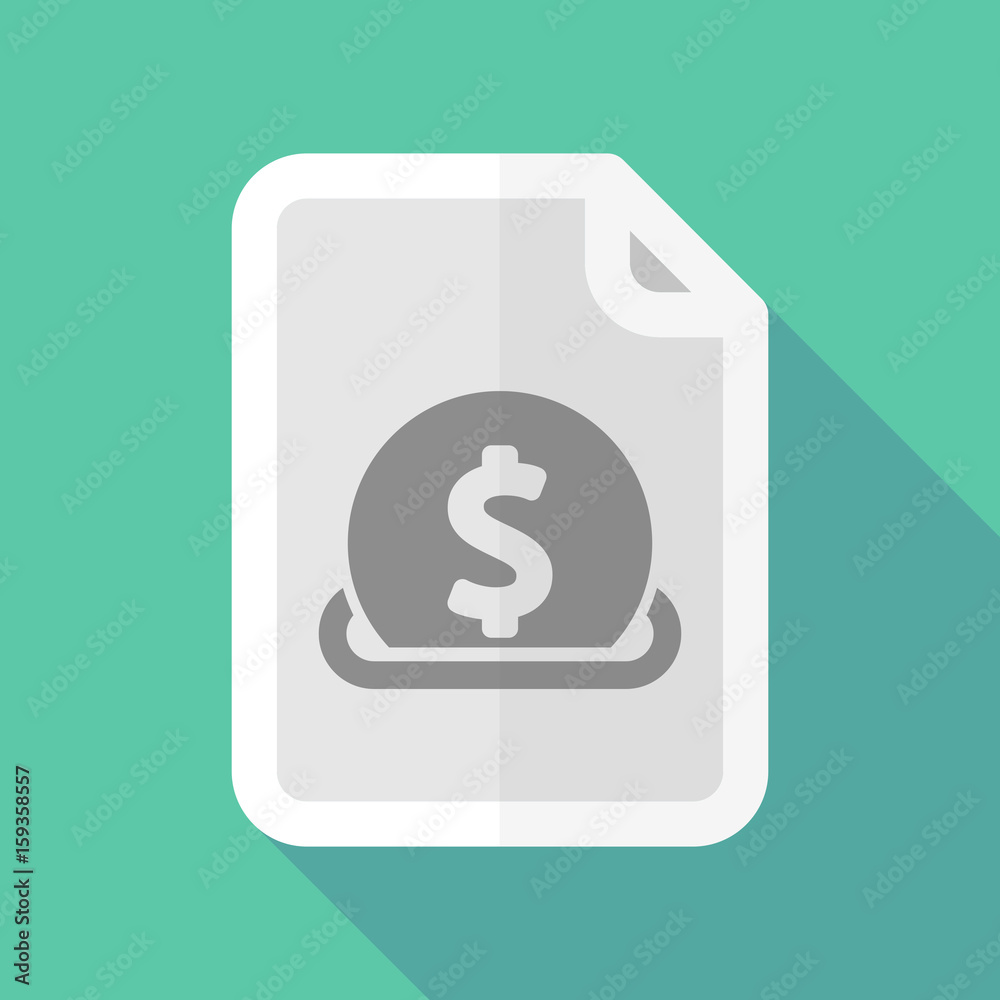 Long shadow document with a dollar coin entering in a moneybox Long shadow document with a dollar coin entering in a moneybox