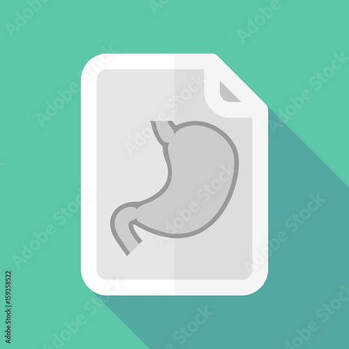 Long shadow document with  a healthy human stomach icon