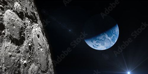 Fototapeta Naklejka Na Ścianę i Meble -  Earth view from moon.