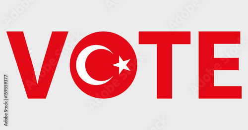 Voting Symbols vector design. template Elections icons. check marks. Patriotic voting poster. Presidential election in Turkey. Typographic banner with round flag of the Turkey.