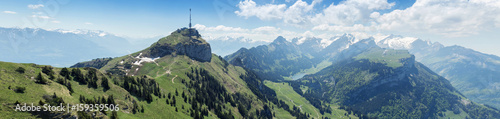 Panorama Hoher Kasten und Alpstein Berge mit dem Seealpsee. Appenzell, Schweiz photo