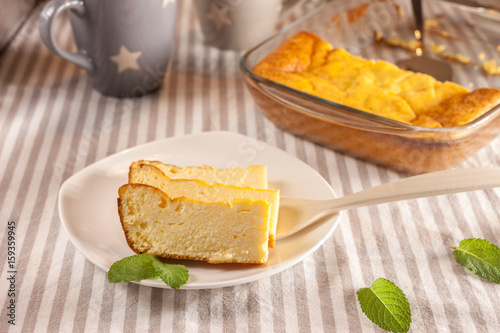 appetizing cottage cheese casserole and cups