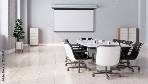 Modern Meeting Room with projector screen