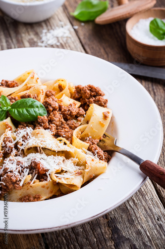 Quadro su tela Homemade  traditional Italian pasta pappardelle bolognese