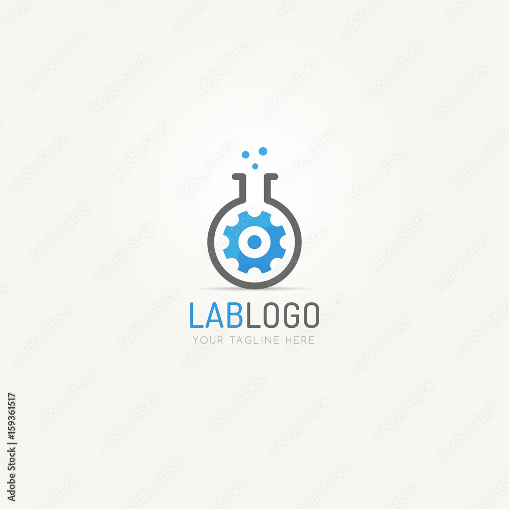 Beaker with gear icon logo template vector illustration Beaker with gear icon logo template vector illustration