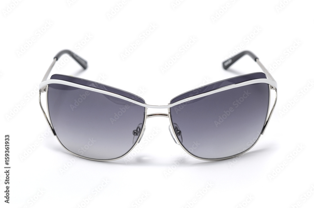 Sunglasses in an iron frame with brown glass isolated on white Sunglasses in an iron frame with brown glass isolated on white