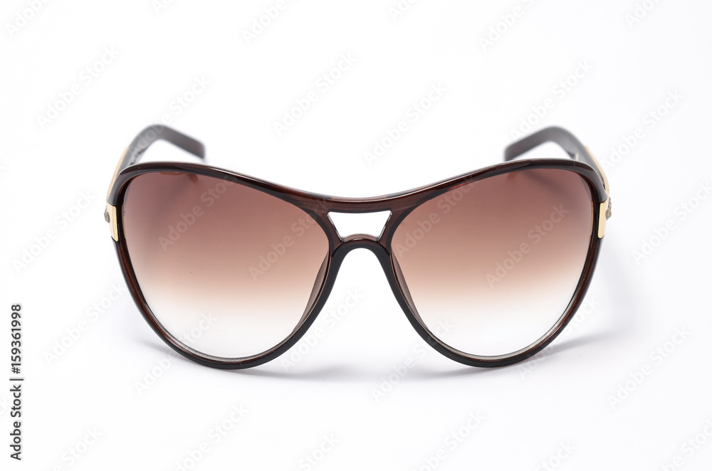 women's sunglasses with brown glass isolated on white