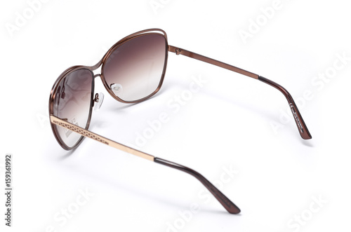 women's sunglasses with brown glass isolated on white