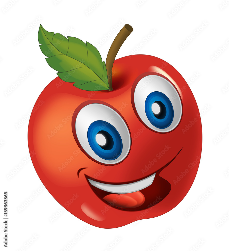 Naklejka premium cartoon vegetable smiling and looking apple / illustration for children