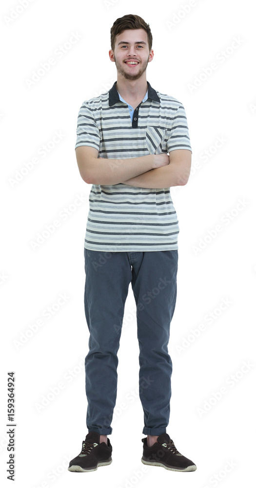 Fototapeta premium Young freelancer is smiling isolated on white background
