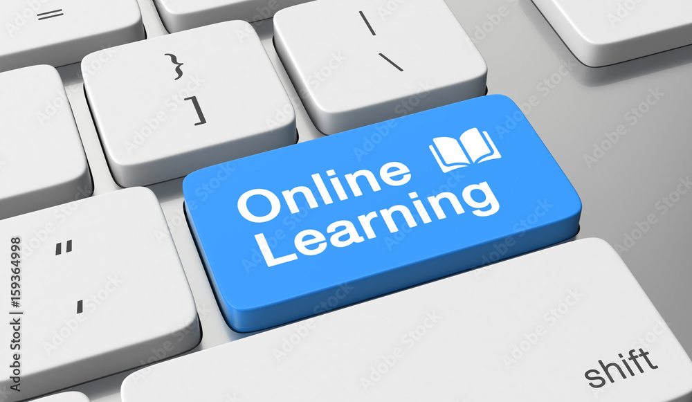 Online learning text written on keyboard button Online learning text written on keyboard button