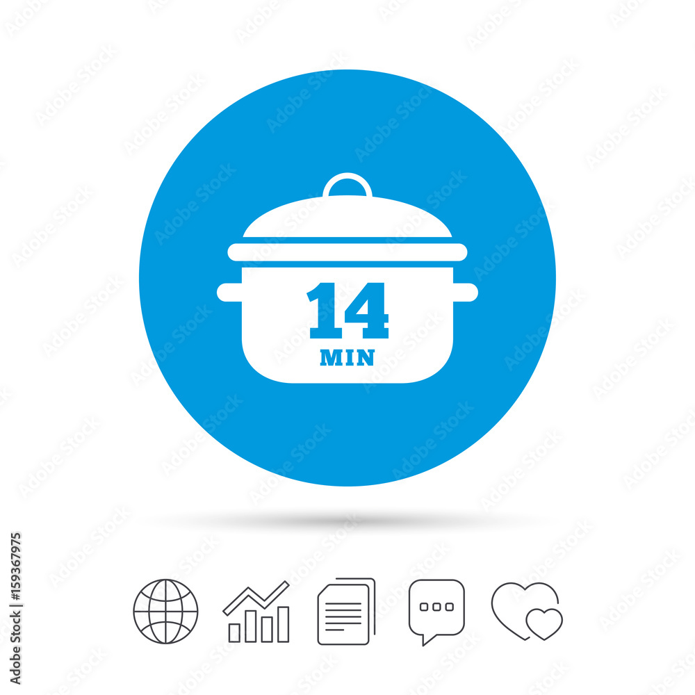 Boil 14 minutes. Cooking pan sign. Stew food. Boil 14 minutes. Cooking pan sign. Stew food.