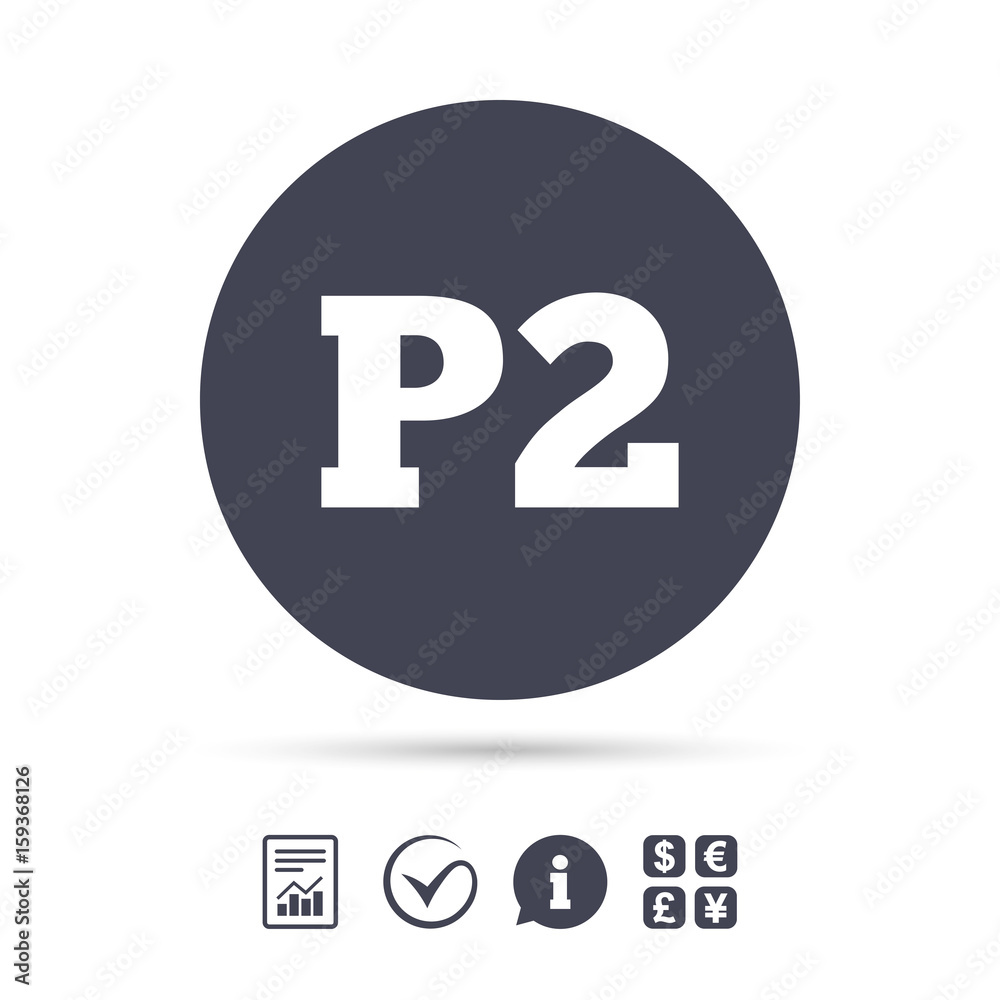 Parking second floor icon. Car parking P2 symbol. Parking second floor icon. Car parking P2 symbol.