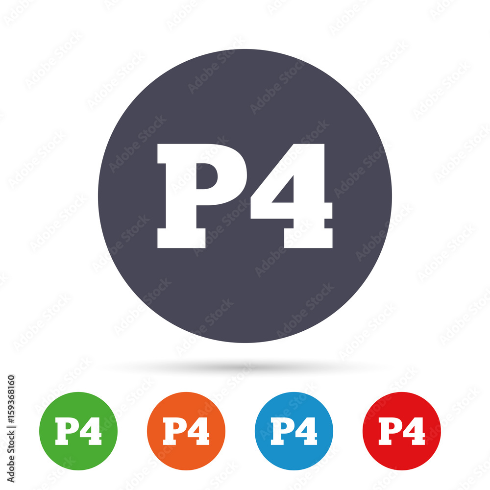 Parking fourth floor icon. Car parking P4 symbol. Parking fourth floor icon. Car parking P4 symbol.