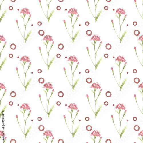 Watercolor cute ornate flowers seamless pattern. Illustration in decorative style. Natural elements. Hand painted floral illustration © asetrova