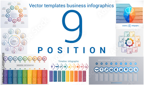 Templates business infographics 9 positions
