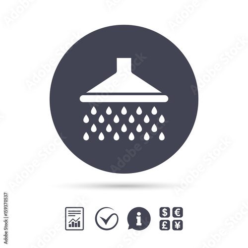 Shower sign icon. Douche with water drops symbol.