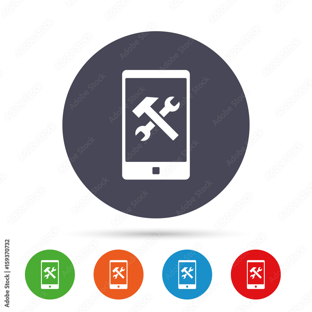 Smartphone repair sign icon. Service symbol. Smartphone repair sign icon. Service symbol.