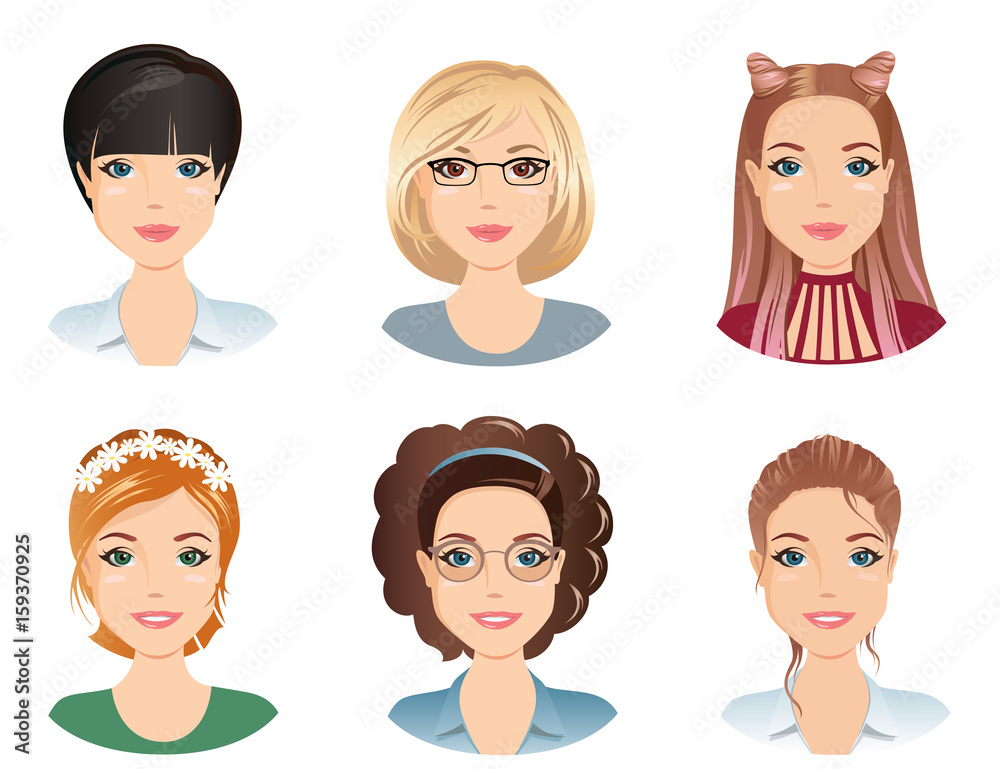 Different hairstyles for the girls, young adults, middle aged woman Different hairstyles for the girls, young adults, middle aged woman
