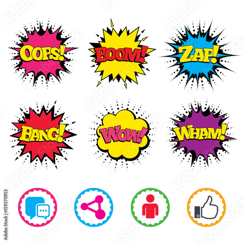 Social media icons. Chat speech bubble and Share.
